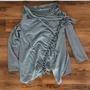 VENUS Gray 3/4 Sleeve Wrap Top
